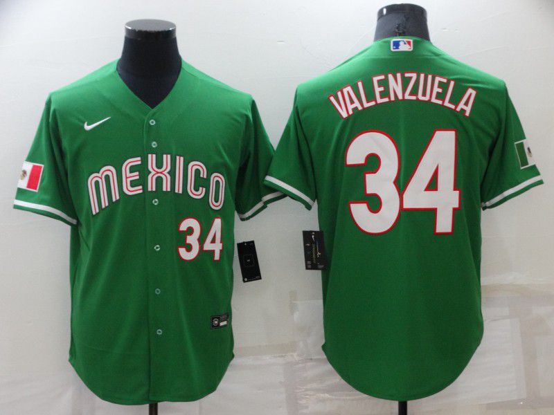 Men Los Angeles Dodgers 34 Valenzuela Green Game Nike 2022 MLB Jersey